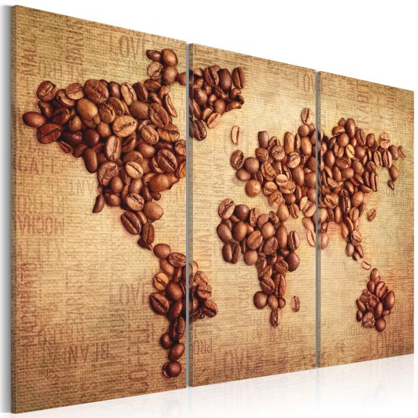 Tableau Cartes du monde Cafés du monde - triptyque