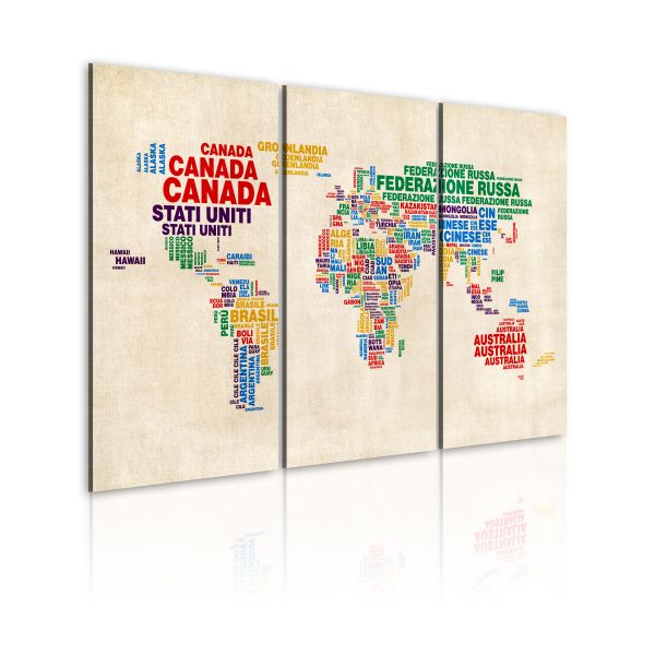 Tableau Cartes du monde Carte italienne aux couleurs vives - triptyque