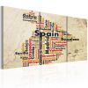 Tableau Cartes du monde Espagne: carte en couleurs nationales