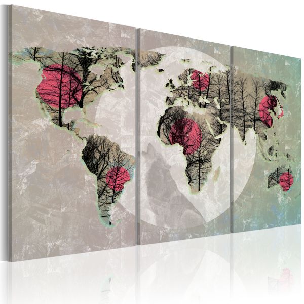 Tableau Cartes du monde Carte du Monde: Pleine lune - triptyque