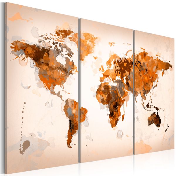 Tableau Cartes du monde Map of the World - Desert storm - triptych