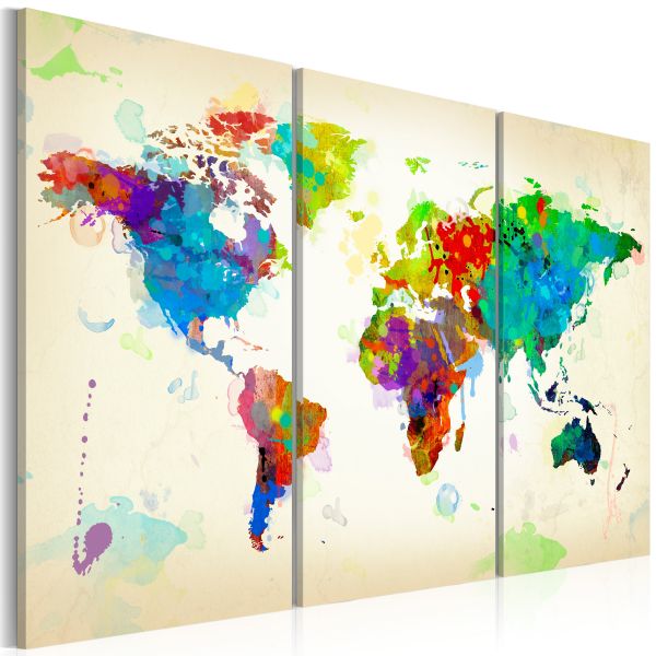 Tableau Cartes du monde All colors of the World - triptych