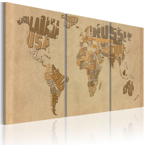 Tableau Cartes du monde Carte du monde en beige et brun