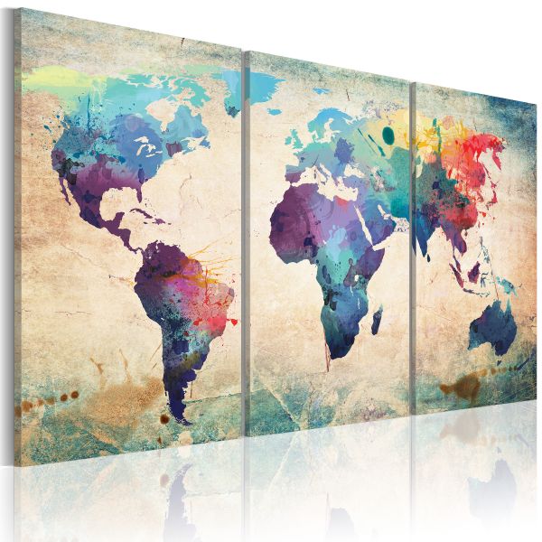 Tableau Cartes du monde Le monde peint à l'aquarelle
