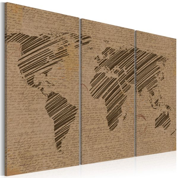 Tableau Cartes du monde Carnet de voyage - triptyque