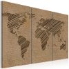 Tableau Cartes du monde Carnet de voyage - triptyque