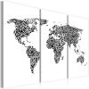 Tableau Cartes du monde Carte du monde en alphabet - triptyque