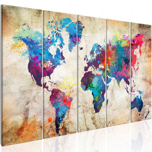 Tableau Cartes du monde World Map: Colourful Ink Blots