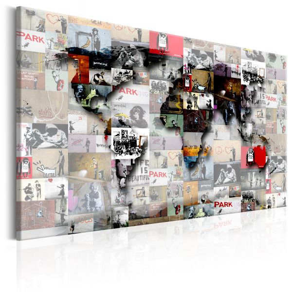 Tableau Cartes du monde Map: Banksy inspiration