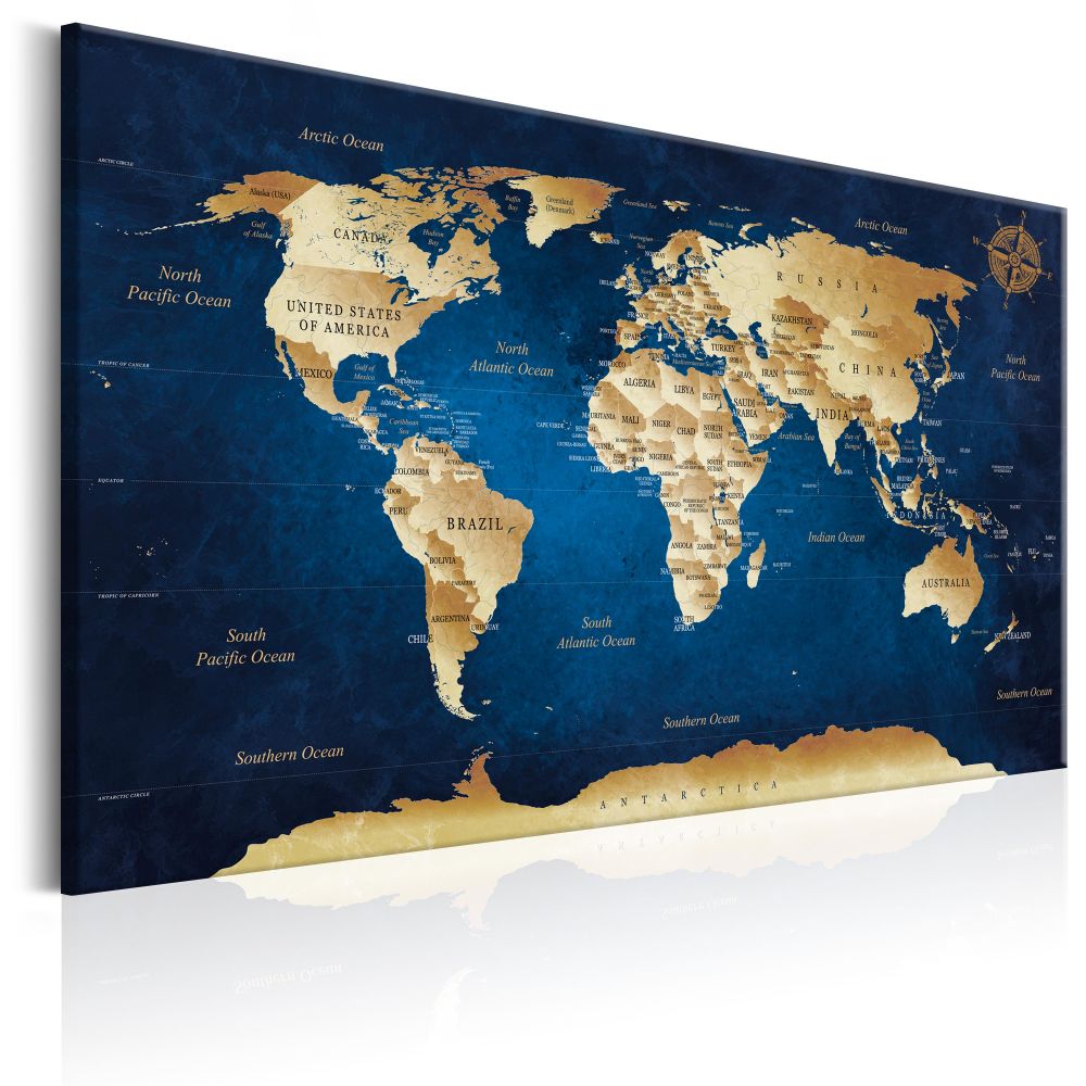 Tableau World Map: The Dark Blue Depths pas cher