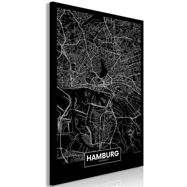 Tableau Cartes du monde Dark Map of Hamburg (1 Part) Vertical