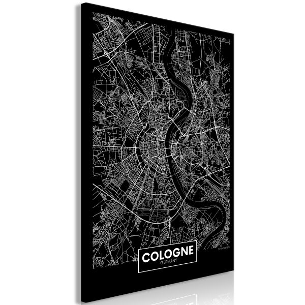 Tableau Cartes du monde Dark Map of Cologne (1 Part) Vertical