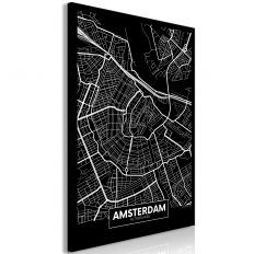 Tableau Cartes du monde Dark Map of Amsterdam (1 Part) Vertical