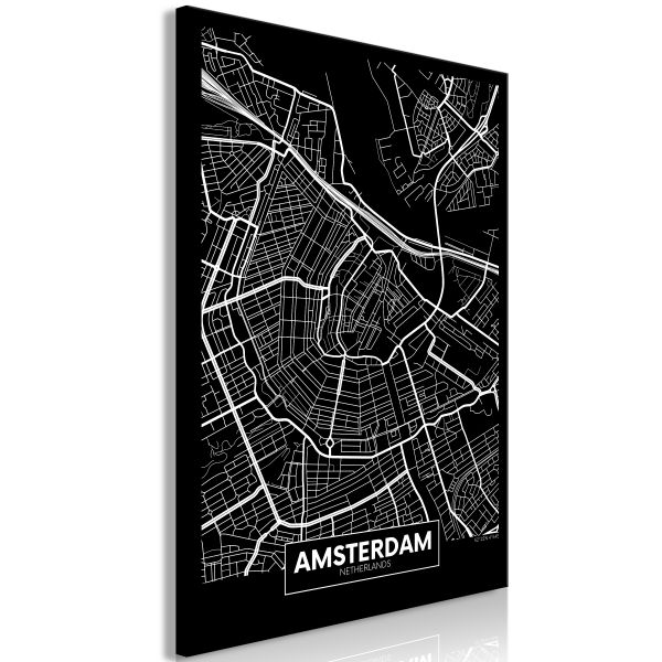 Tableau Cartes du monde Dark Map of Amsterdam (1 Part) Vertical