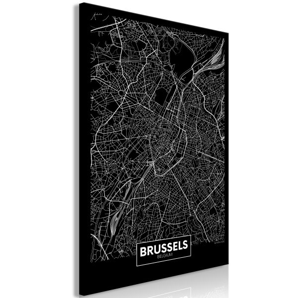 Tableau Cartes du monde Dark Map of Brussels (1 Part) Vertical