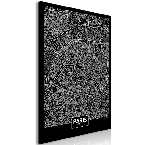 Tableau Cartes du monde Dark Map of Paris (1 Part) Vertical