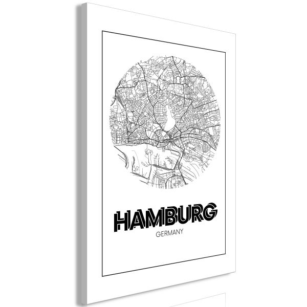 Tableau Cartes du monde Retro Hamburg (1 Part) Vertical