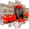Tableau Nature morte Red Vegetables (5 Parts) Brick Wide