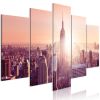 Tableau Villes Sun over Manhattan (5 Parts) Wide Orange