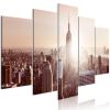 Tableau Villes Sun over Manhattan (5 Parts) Wide Brown