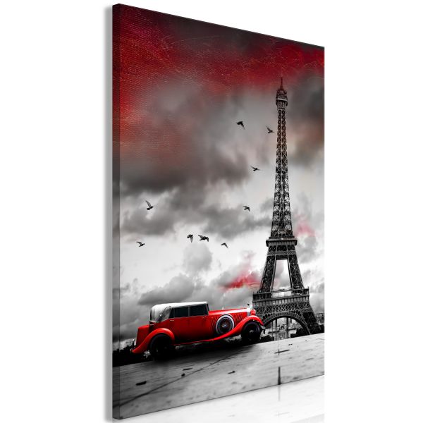 Tableau Villes Red Car in Paris (1 Part) Vertical