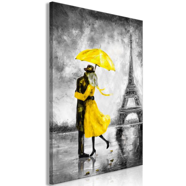 Tableau Villes Paris Fog (1 Part) Vertical Yellow