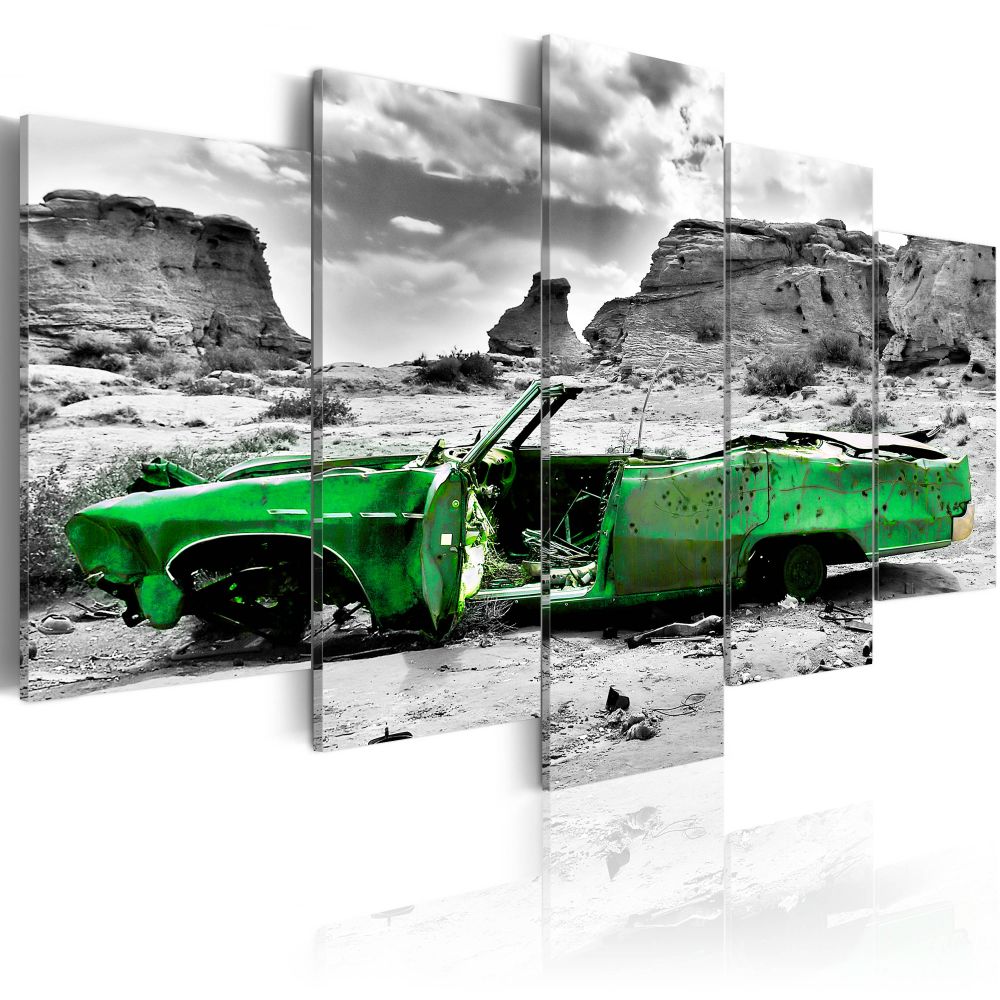 Tableau Voiture verte rétro dans le désert du Colorado pas cher