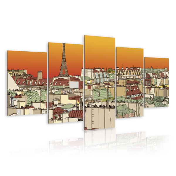 Tableau Vintage Ciel parisien en couleur de l'orange