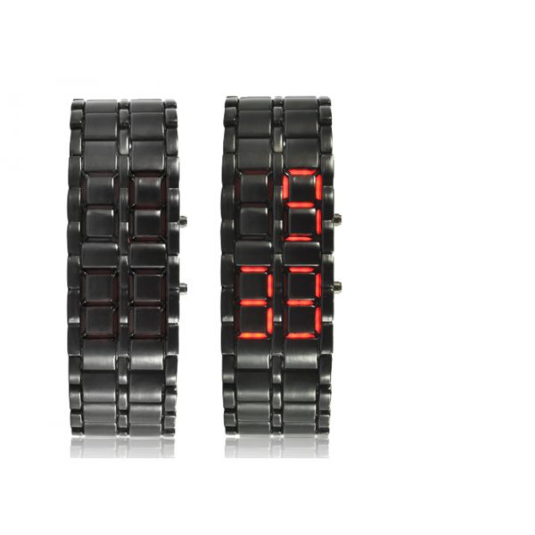 Montre design à LED noir/rouge