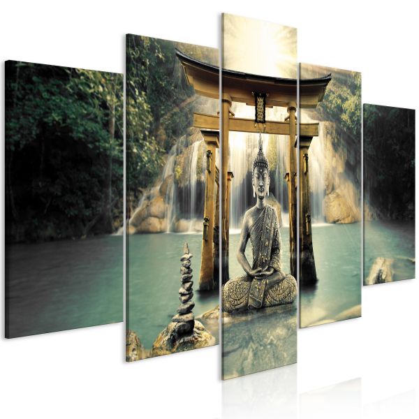 Tableau Zen Buddha Smile (5 Parts) Wide