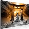 Tableau Zen Buddha Smile (1 Part) Wide Orange