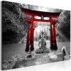 Tableau Zen Buddha Smile (1 Part) Wide Red