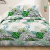 Parure de lit housse de couette avec taies d'oreiller 100% Coton 57 fils Tropical