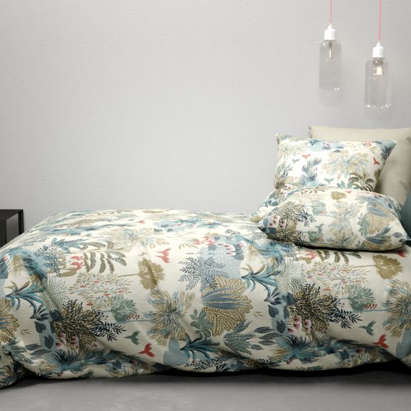 Parure de lit housse de couette avec taies d'oreiller 100% Percale de Coton Bio 80 fils A L'ombre