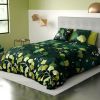 Parure de lit housse de couette avec taies d'oreiller 100% Coton 57 fils Ginko Vert