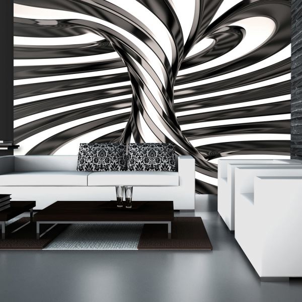 Papier peint intissé 3D et Perspective Black and white swirl
