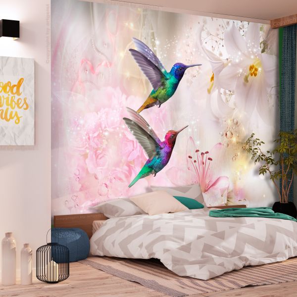 Papier peint intissé Animaux Colourful Hummingbirds (Pink)