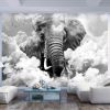 Papier peint intissé Animaux Elephant in the Clouds (Black and White)