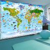 Papier peint intissé Carte du monde World Map for Kids