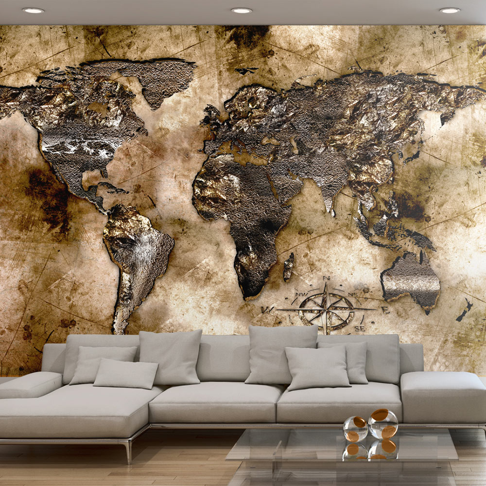 Carte du Monde Murale en Bois | Map Monde en relief - Blanc