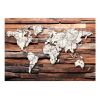 Papier peint intissé Carte du monde Map On Wood