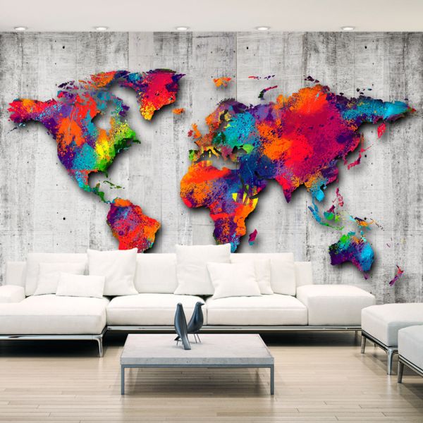 Papier peint intissé Carte du monde Concrete World