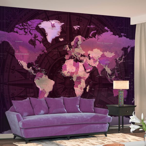 Papier peint intissé Carte du monde Purple World Map