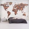 Papier peint intissé Carte du monde World Map: Brick Wall