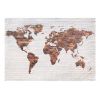 Papier peint intissé Carte du monde World Map: Brick Wall