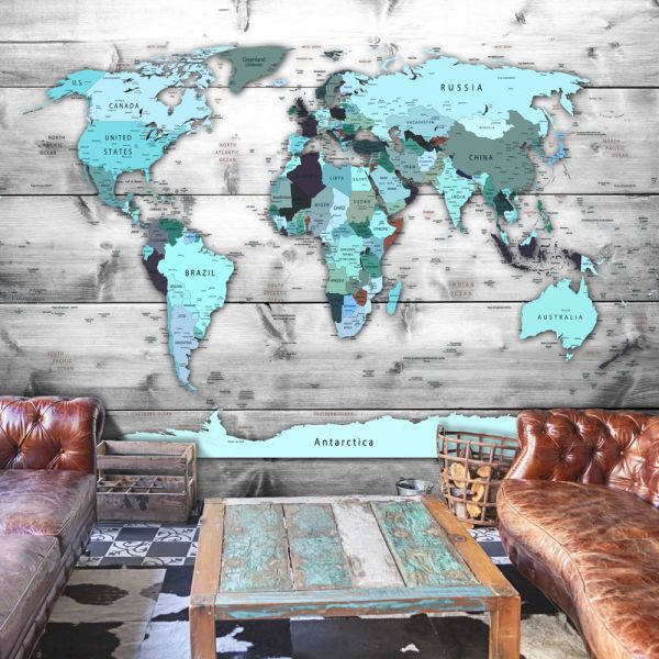 Papier peint intissé Carte du monde World Map: Blue Continents