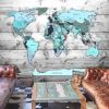 Papier peint intissé Carte du monde World Map: Blue Continents