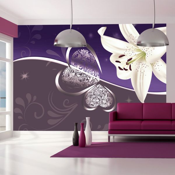 Papier peint intissé Fleurs Lily in shades of violet