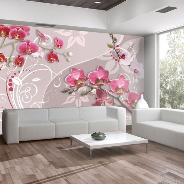 Papier peint intissé Fleurs Flight of pink orchids