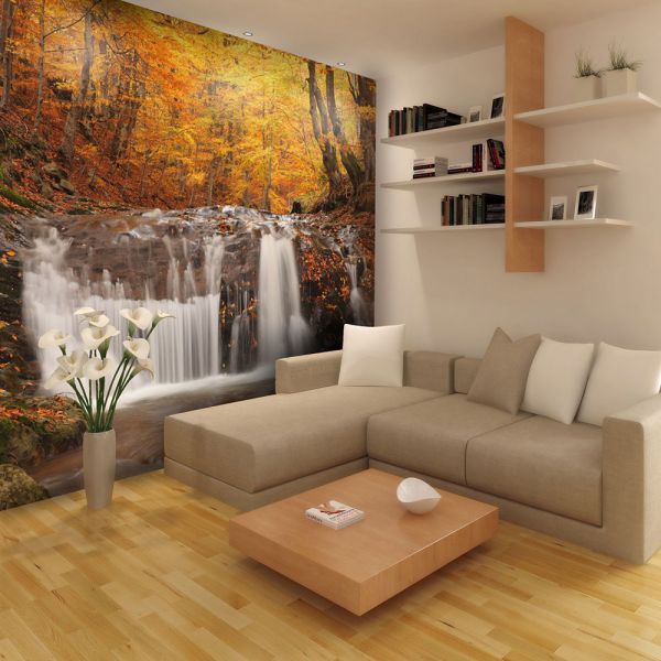 Papier peint intissé Paysages Autumn landscape : waterfall in forest